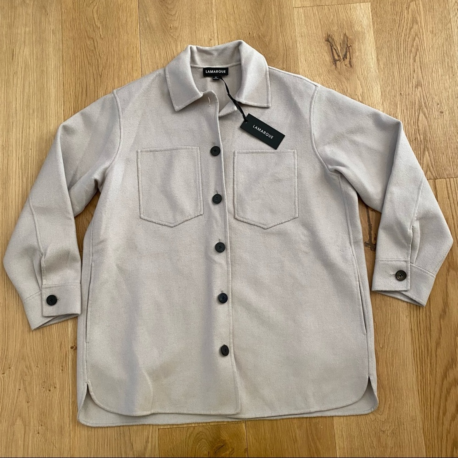 Lamarque Collection Olena Wool Shacket Size Xs In Feather Gray